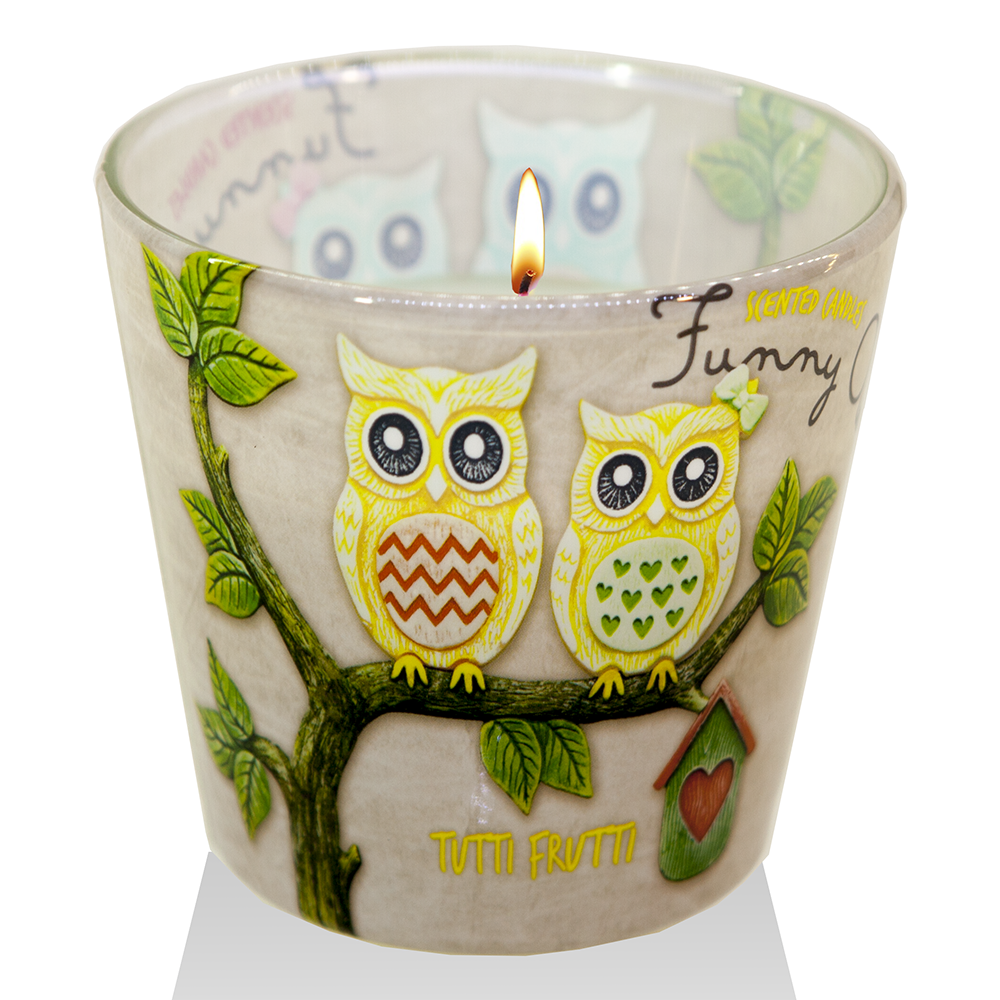 Ly nến thơm tinh dầu Bartek Funny Owls 115g QT00668 - hương quả ngọt (giao mẫu ngẫu nhiên)