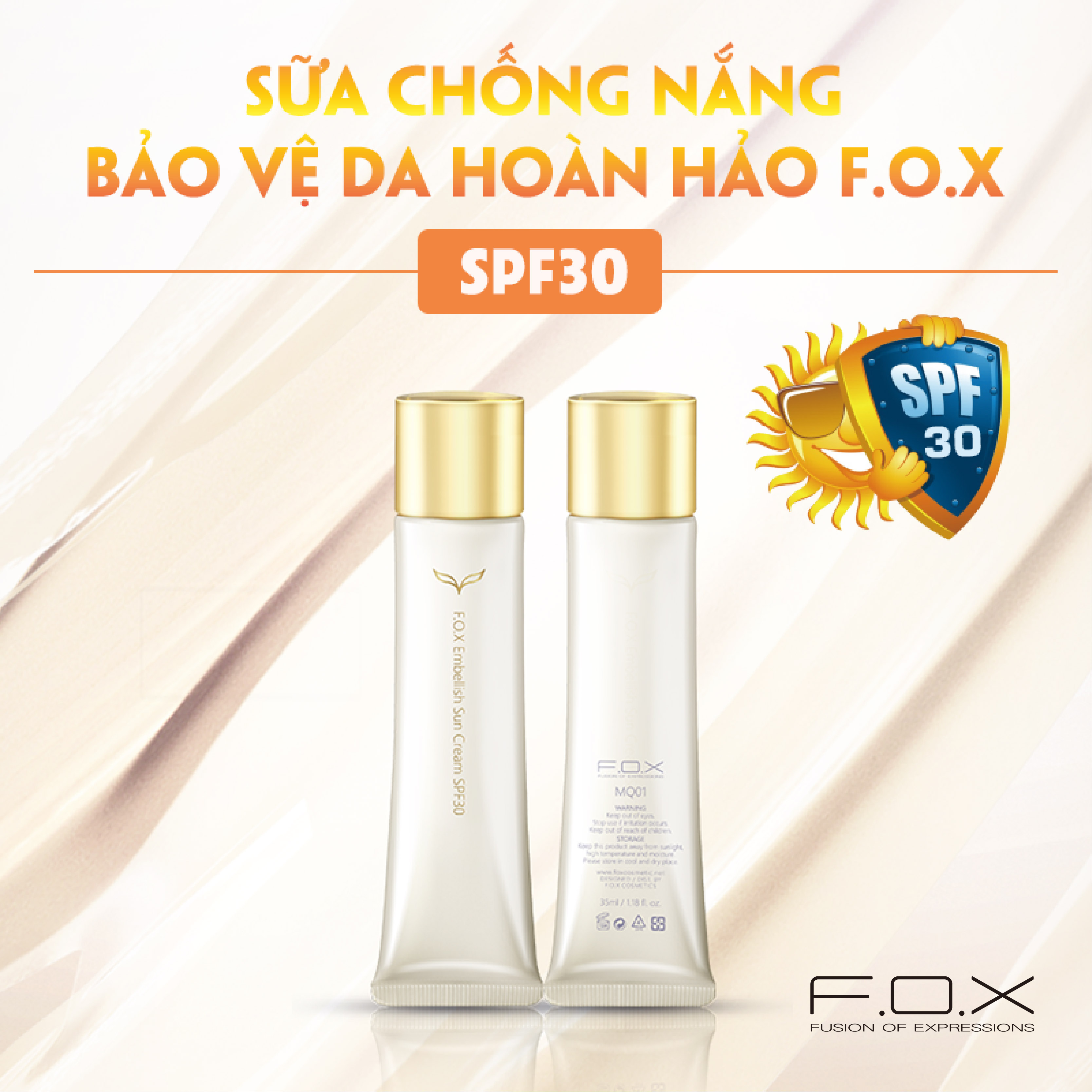 Sữa Chống Nắng FOX Bảo Vệ Da Hoàn Hảo - SPF30 Embellish Sun Cream SPF30 35ml