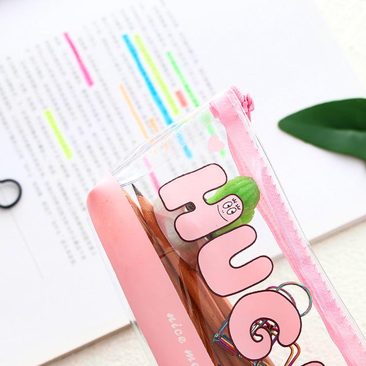 Hộp bút nhựa trong suốt Barbapapa hồng - nhiều mẫu