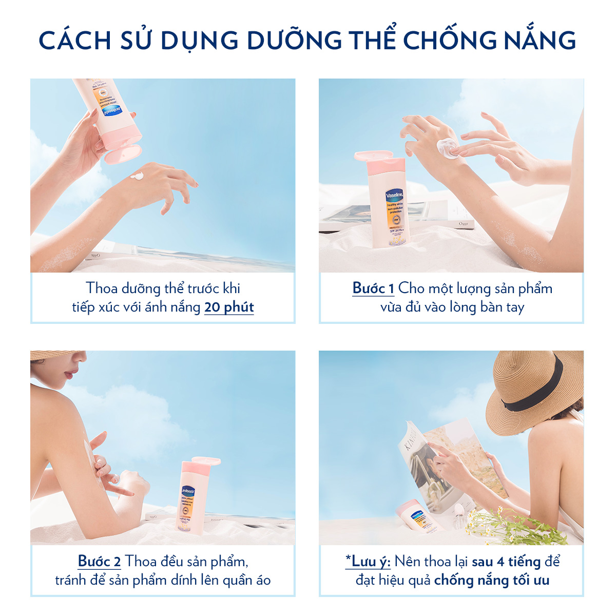 Sữa Dưỡng Thể 200Ml Vaseline Dưỡng Ẩm Sáng Da Chống Nắng Spf24Pa++ Sun + Pollution Protection Bảo Vệ Da Tới 4H Với Spf 24 Pa++