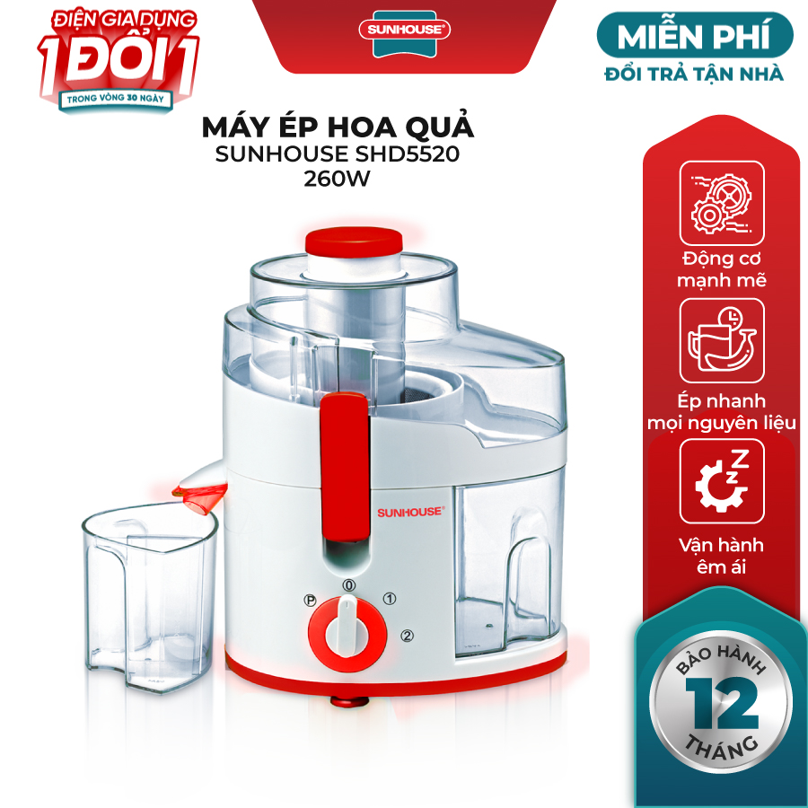 Máy Ép Trái Cây Sunhouse SHD5520 - Đỏ - Hàng chính hãng