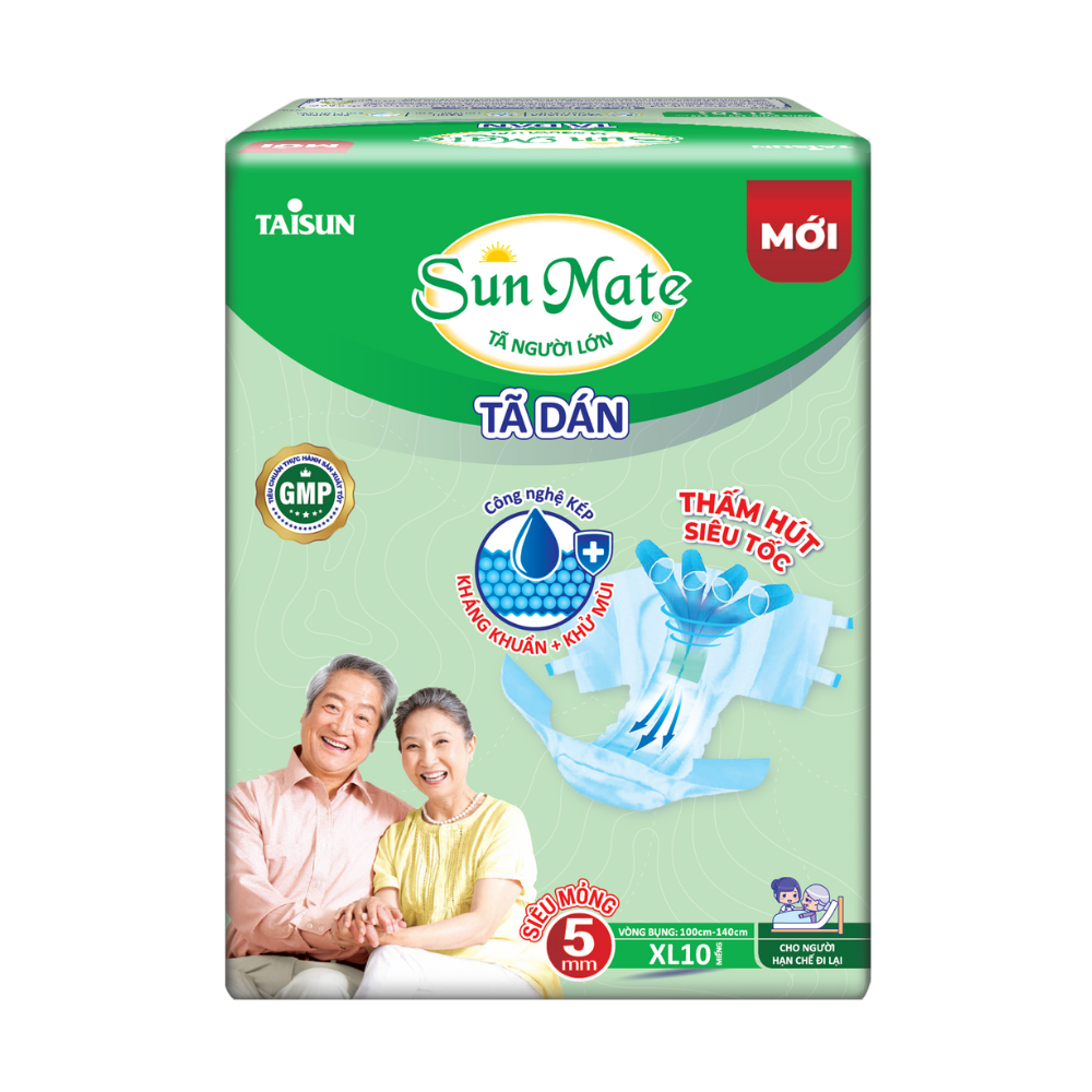 Tã Dán SunMate siêu mỏng, siêu thấm size M, L, XL (Gói 10 miếng)