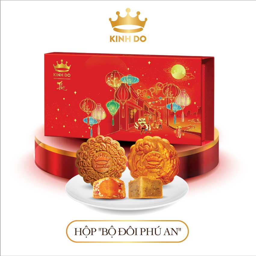 Hộp 2 bánh trung thu Kinh Đô &quot;Bộ Đôi Bánh Nướng&quot; (2 bánh x 150g)