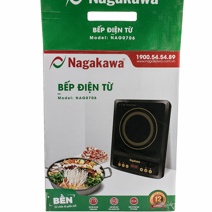 Bếp Từ Đơn Nagakawa NAG0706 (1800W) - Kèm Nồi Lẩu - Hàng Chính Hãng