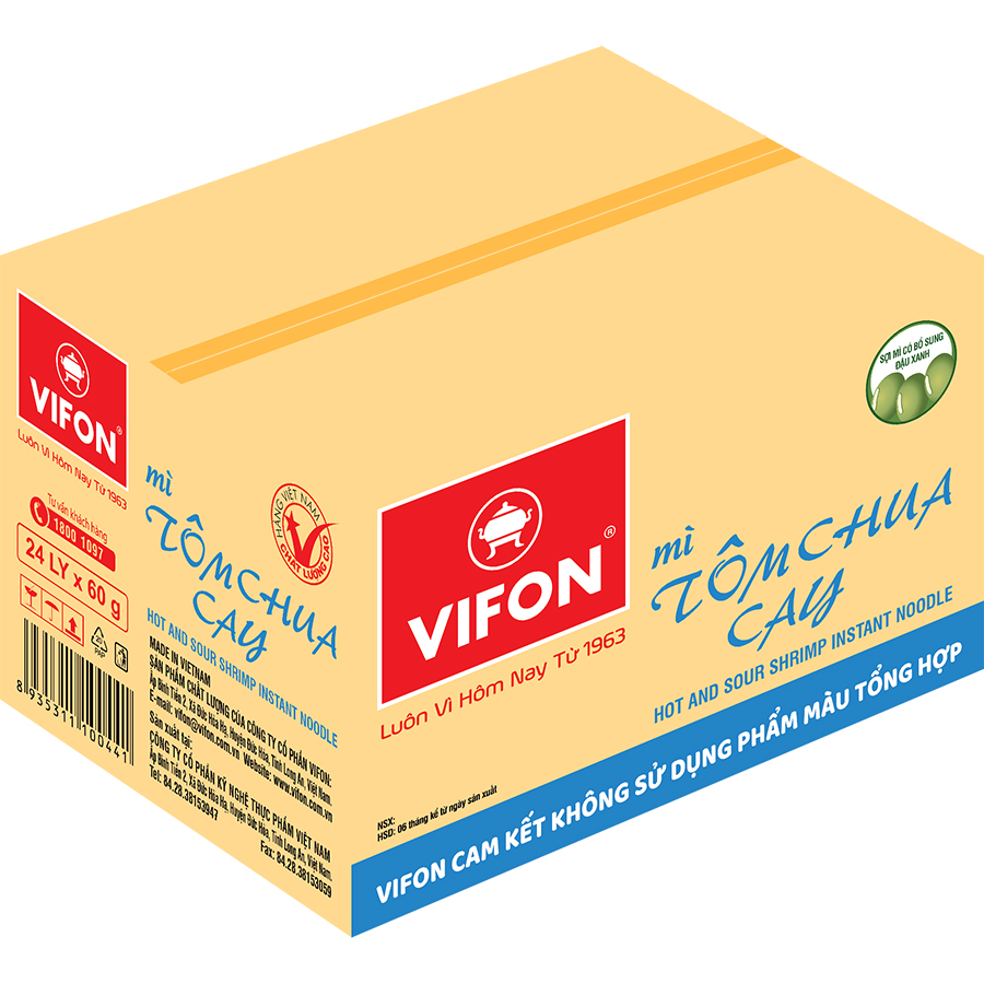 Thùng 24 Ly Mì Tôm Chua Cay NGON NGON VIFON (60g / Ly)