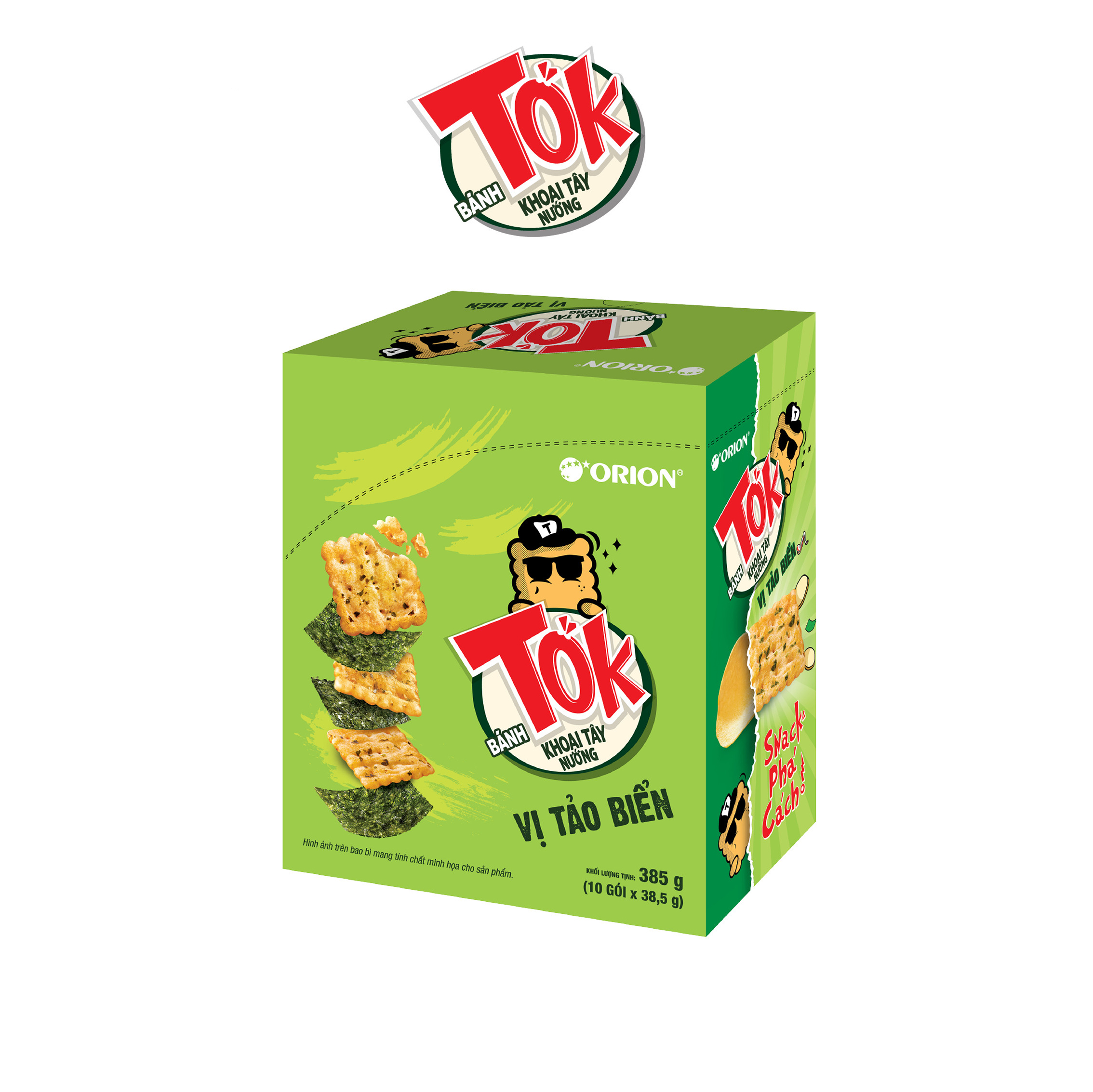 Bánh Khoai Tây Nướng Tok Vị Tảo Biển (Hộp 10 Gói x 36,5g)