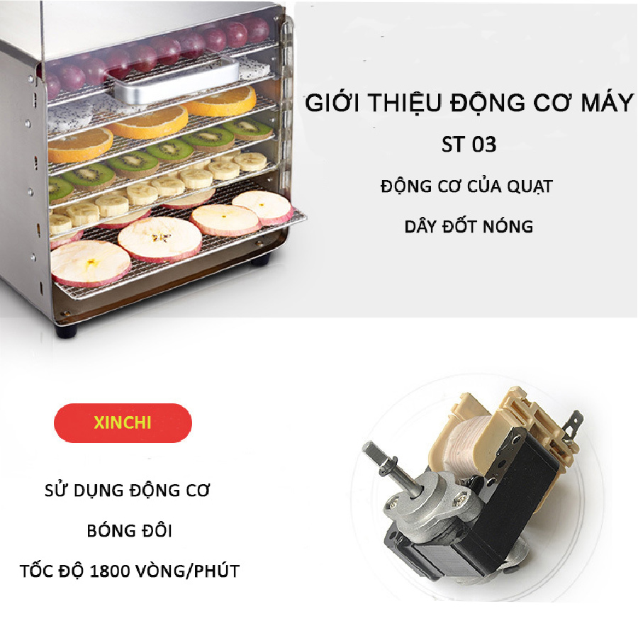 Máy sấy inox thực phẩm septree 6 khay - Hàng nhập khẩu