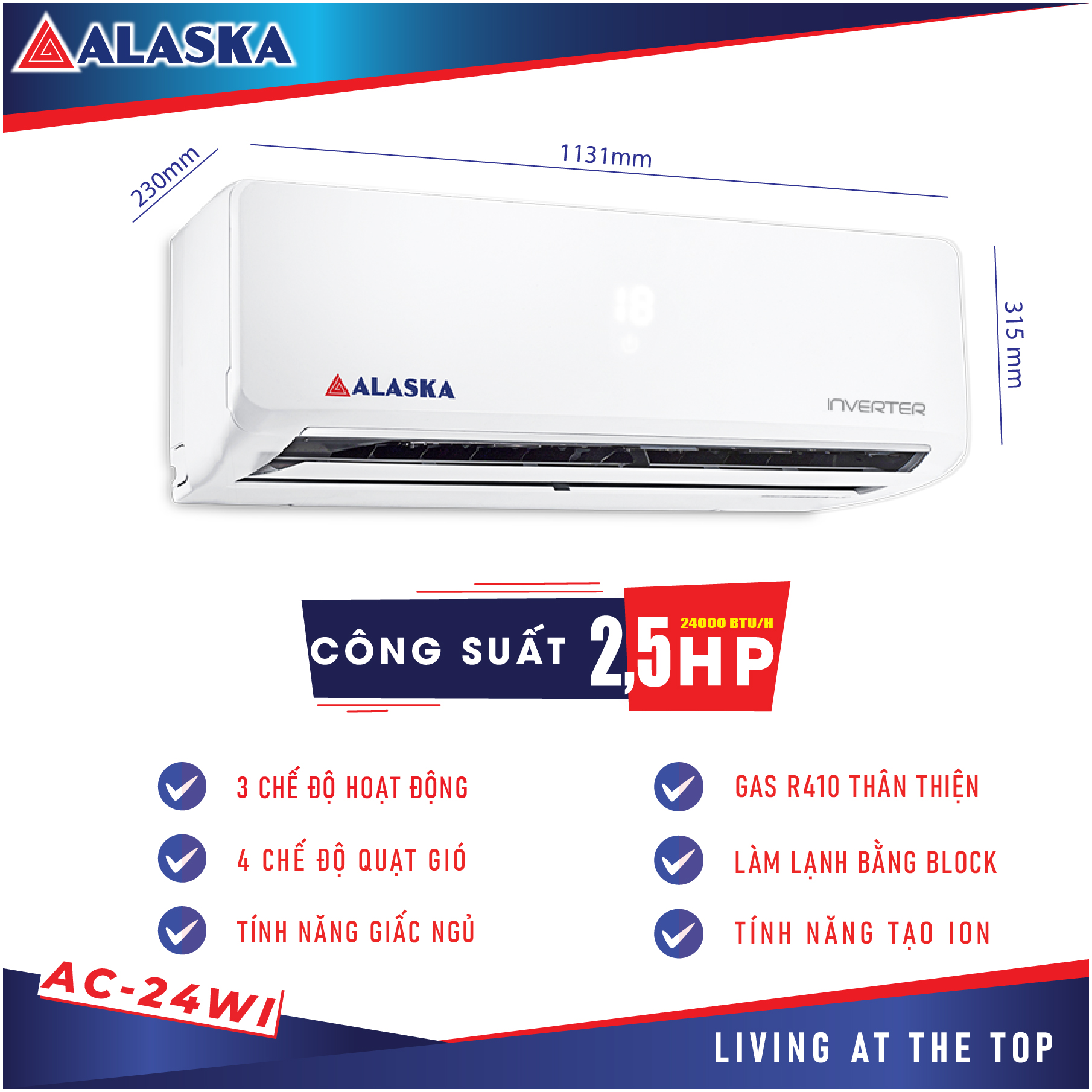 Máy Lạnh ALASKA INVERTER AC-24WI 2.5HP - Hàng Chính Hãng -Chỉ Giao Tại HCM