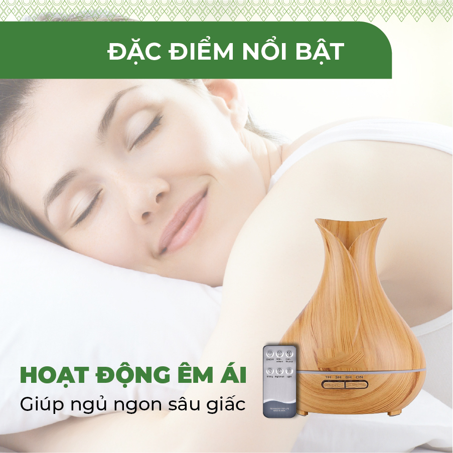 Máy khuếch tán Tinh Dầu 24Care Tulip Vàng Ultrasonic 500ml , Tặng 3 Chai Tinh dầu Sả Chanh + Bạc Hà + Oải Hương 24Care 10ml | Xông Phòng | Kèm Remote Điều Khiển |Công nghệ siêu âm.