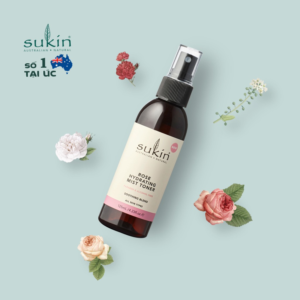 Nước Hoa Hồng Giữ Ẩm Dạng Xịt Sukin Rose Hydrating Mist Toner 125ml