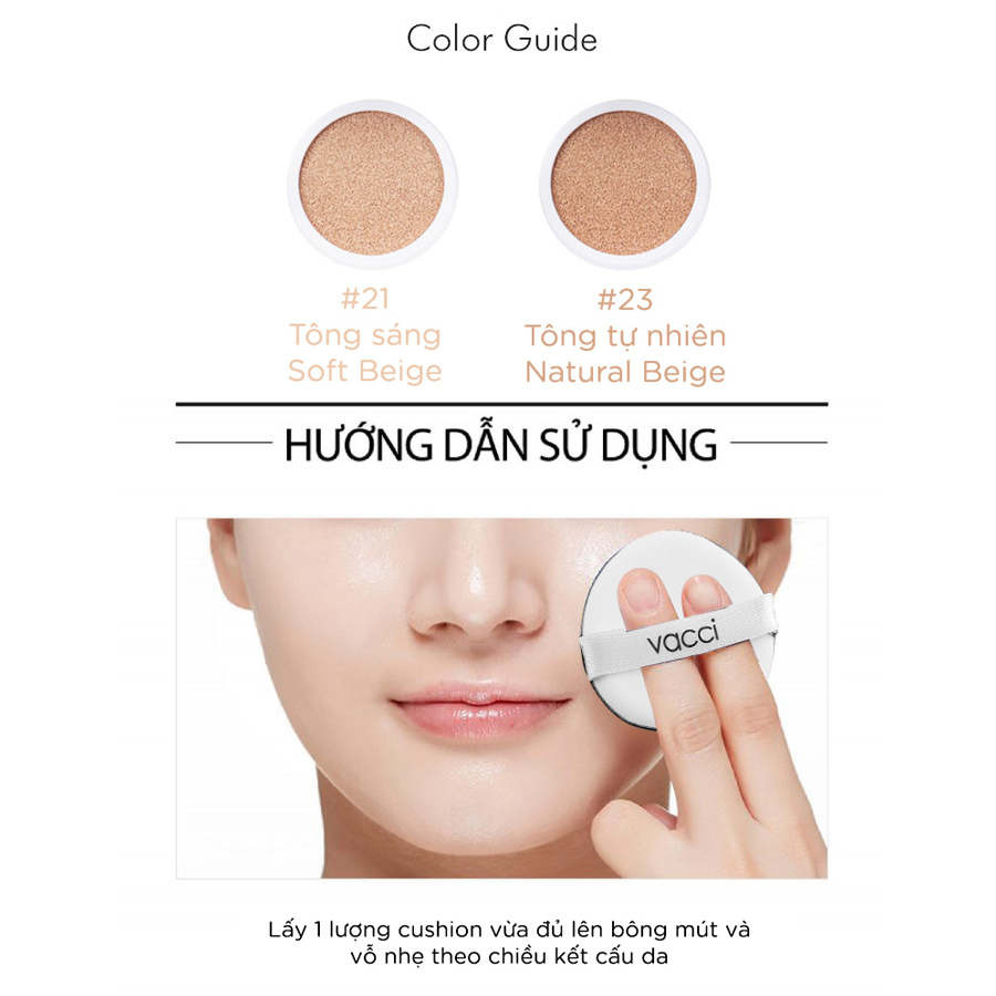 Phấn Nước CC Cushion Siêu Mịn Dưỡng Da VACCI (13g)