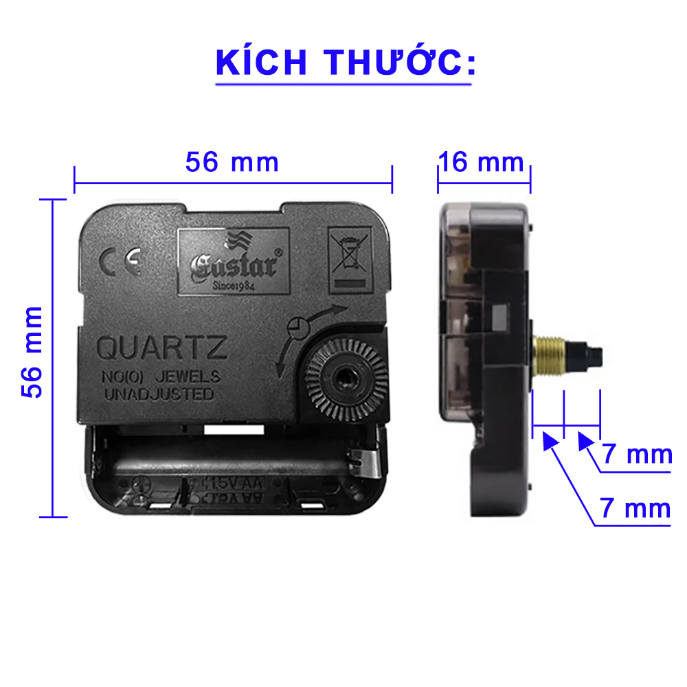 Máy Đồng Hồ Kim Trôi Cao Cấp Eastar + Bộ Kim Hoa Văn và Pin Toshiba