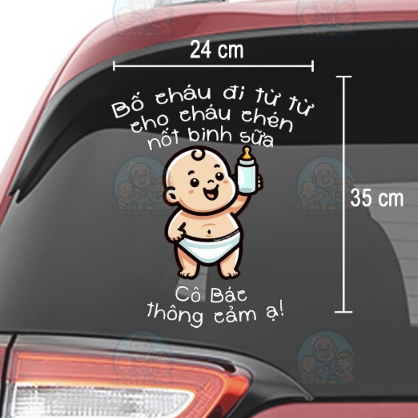 Decal dán xe, tem dán xe, Baby in car thiết kế đặc biệt phủ sơn UV dán kính hậu ôtô Mày mò Store