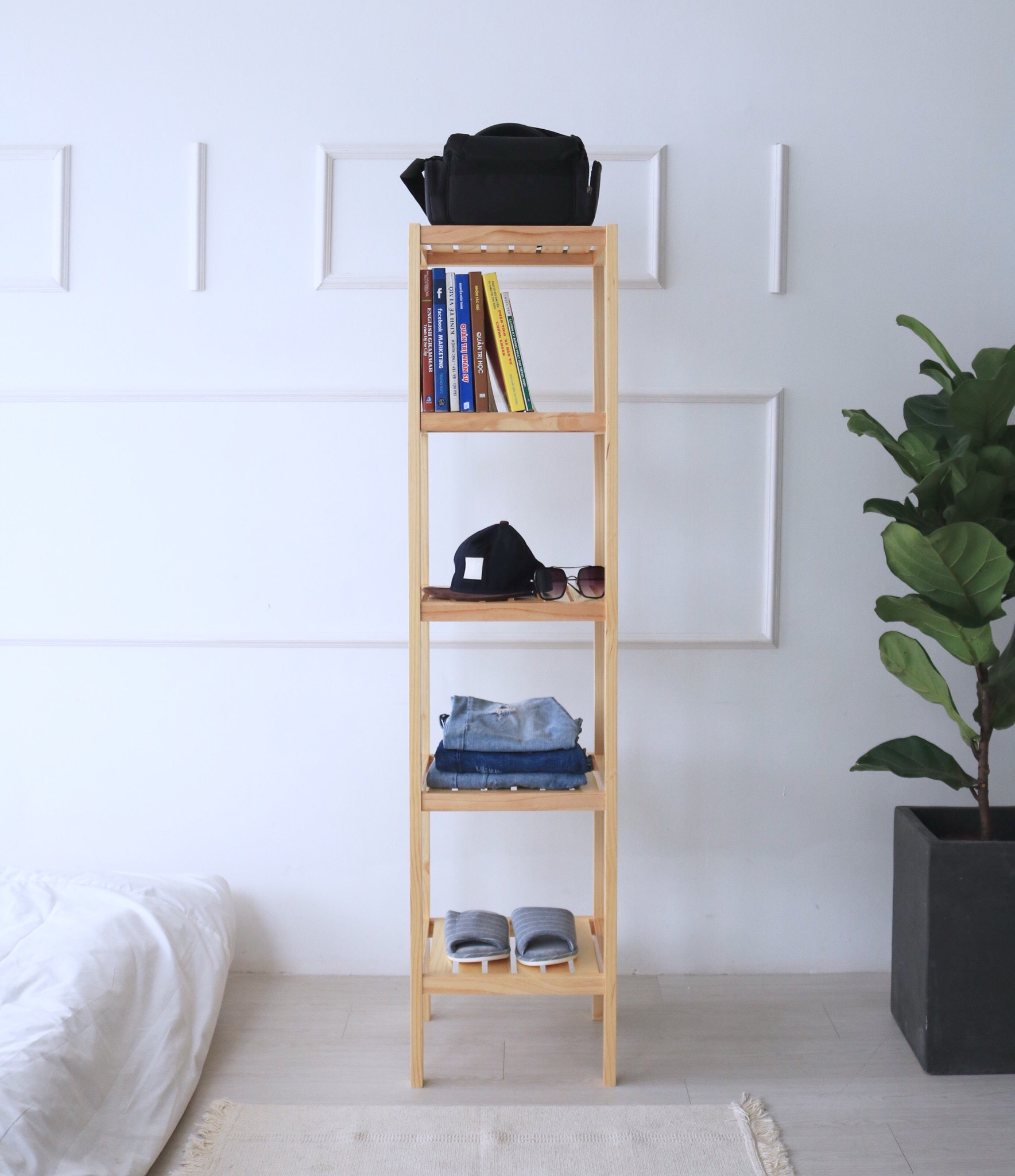 KỆ TRANG TRÍ NHÀ CỬA BẰNG GỖ (5 TẦNG) MÀU GỖ TỰ NHIÊN - SHELF 5F NATURAL