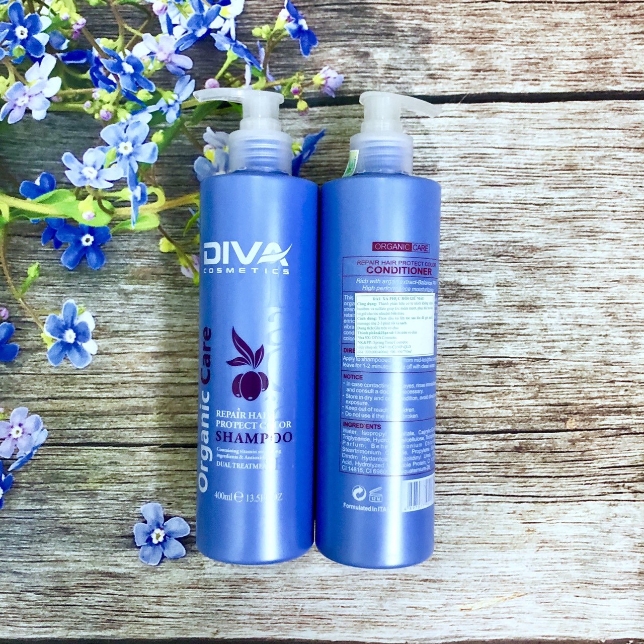 Bộ dầu gội xả phục hồi giữ màu DIVA Collagen Hair Repair Protect Color 400ml