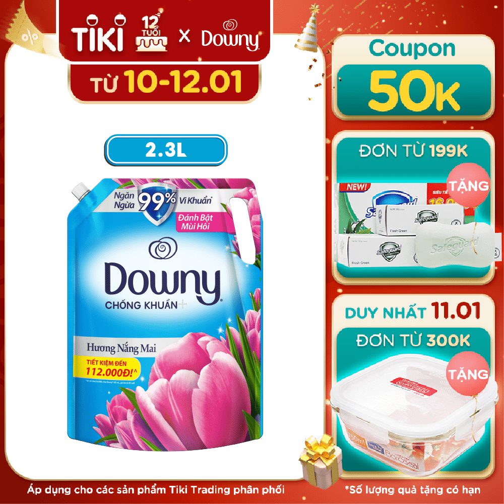 Nước Xả Vải Downy Hương Nắng Mai Dạng Túi (2.3 Lít)