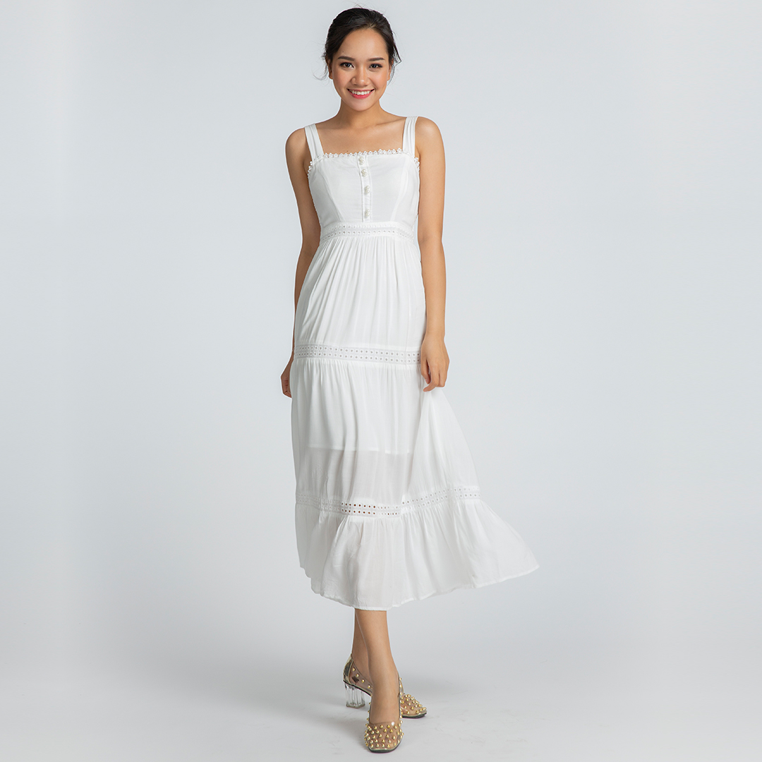 Đầm Maxi Đầm Đi Biển Đầm Trắng Cao Cấp Thời trang thiết kế Hity DRE092