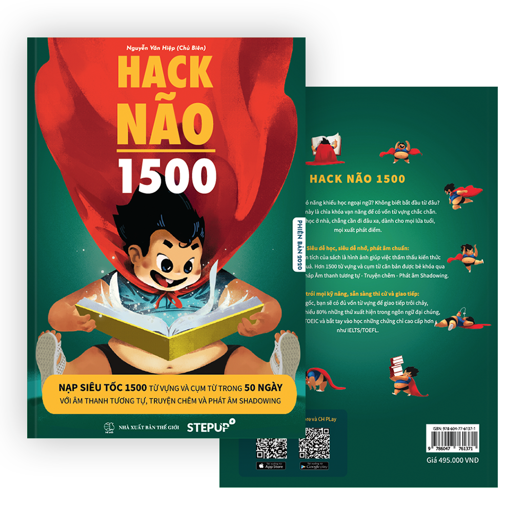 Hack Não 1500 - sách tự học từ vựng theo chủ đề, đi kèm App dạy phát âm của người bản xứ và 4 buổi học Livestream mỗi tuần - tự tin đọc hiểu và giao tiếp tiếng Anh, luyện siêu trí nhớ sau 50 ngày