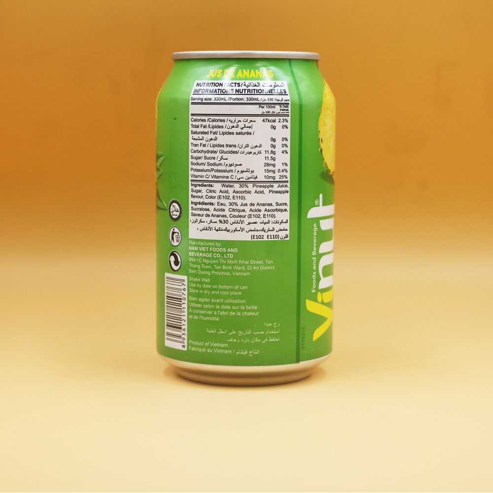 Khay 24 Lon Nước Ép Thơm Vinut 330ml