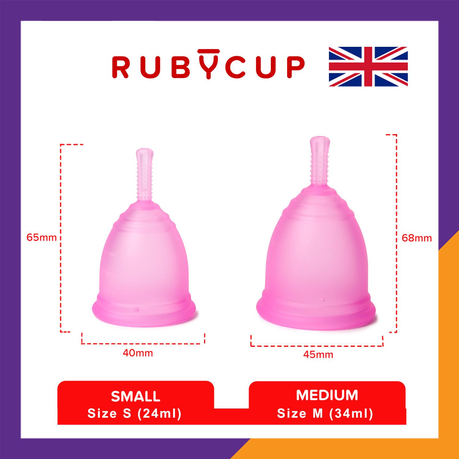 Cốc Nguyệt San Ruby Cup Anh Màu Hồng Size S 24ml - Độ Mềm Phù Hợp Phụ Nữ Việt - Vật liệu 100% Sillicon Y Tế Đạt Tiêu Chuẩn FDA – Hàng Chính Hãng Thương Hiệu Được Yêu Thích Tại Anh Và Hơn 36 Quốc Gia - Ruby Cup Pink S