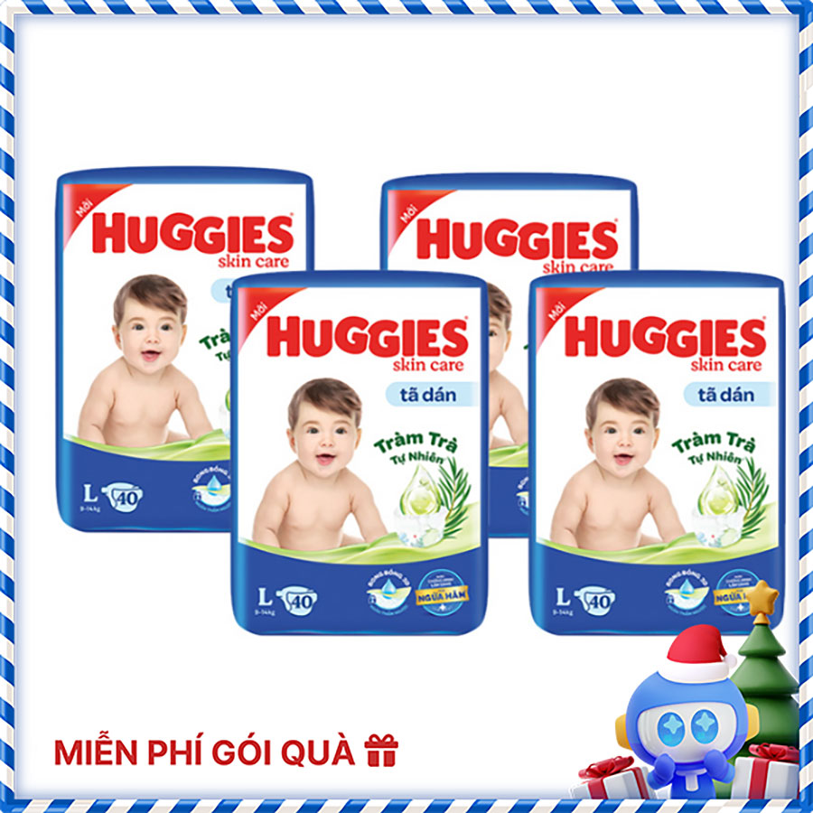 Combo 4  Tã dán Huggies Skincare Jumbo L40