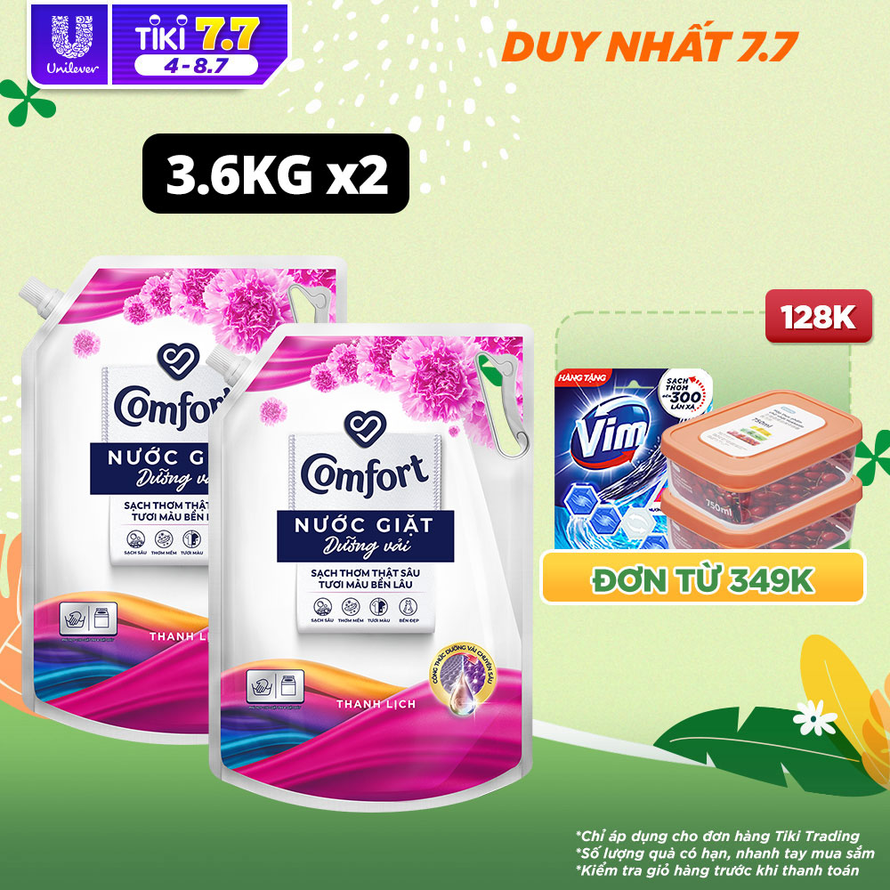 Combo 2 túi nước giặt dưỡng vải Comfort 3.8kg