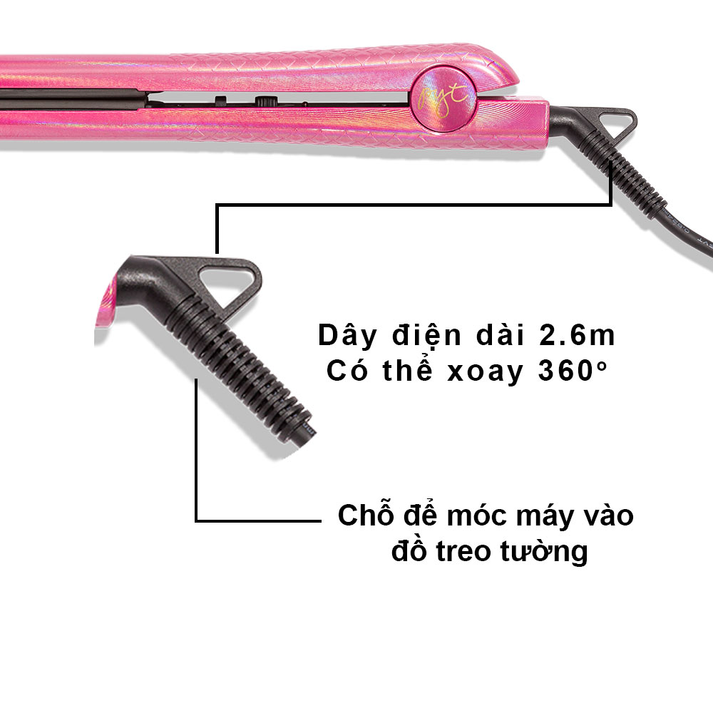 Máy Ép Tóc Lõi Sứ PYT Ceramic Styling Tool (2 trong 1) - Màu Hồng Ánh Kim - Có Thể Vừa Duỗi Và Uốn Tóc