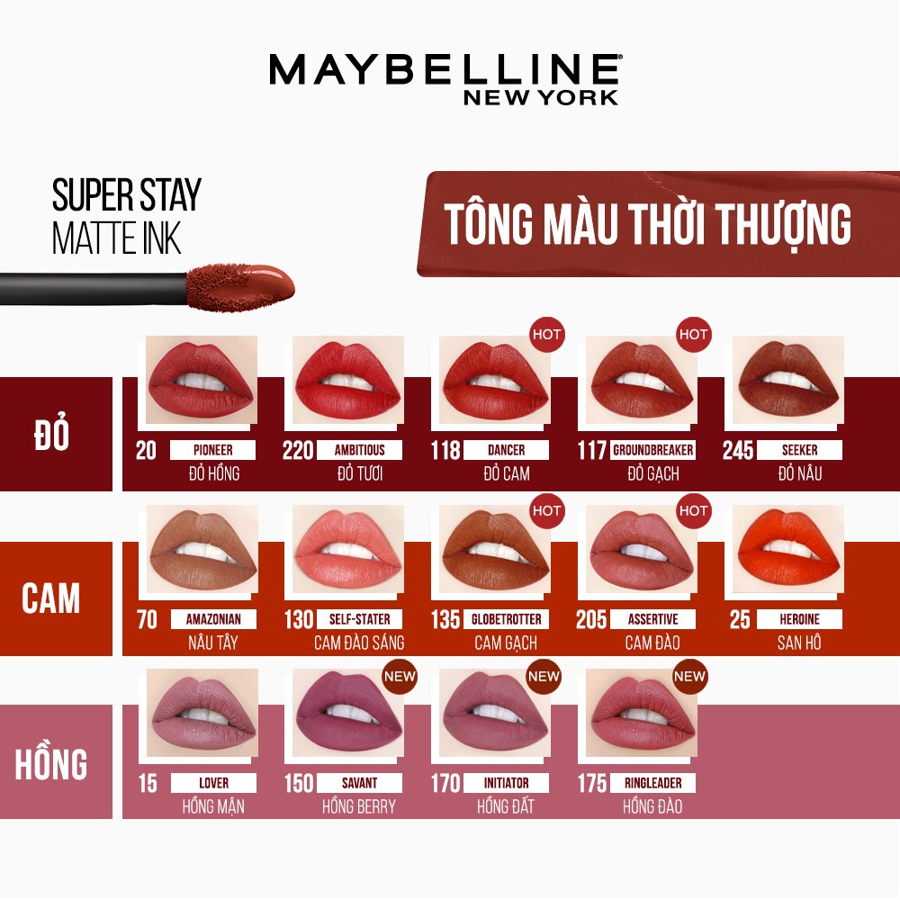 Son Kem Lì 16h Lâu Trôi Maybelline New York Super Stay Matte Ink Lipstick 5ml 175 Ringleader