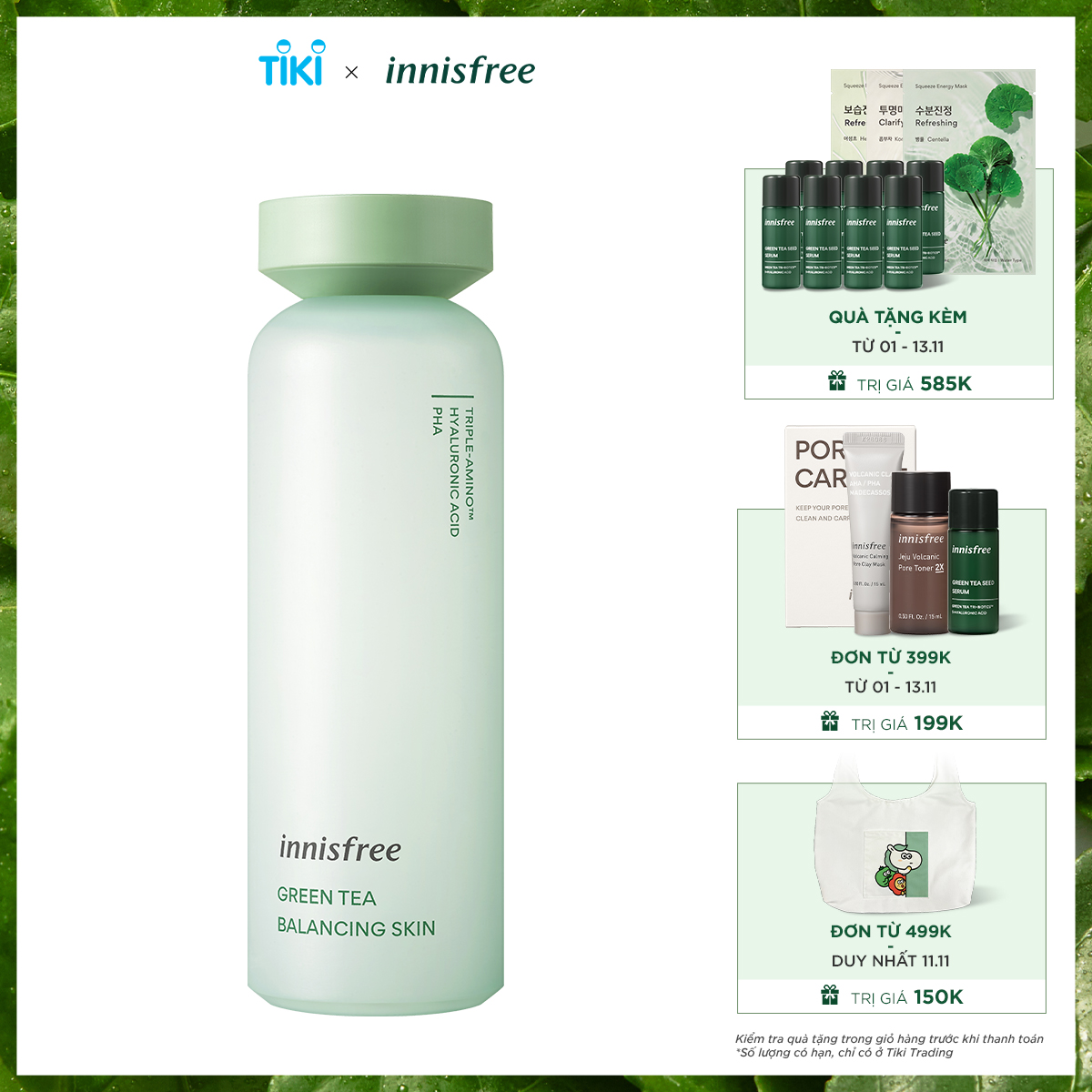 Nước dưỡng cân bằng ẩm trà xanh innisfree Green Tea Balancing Skin 200ml