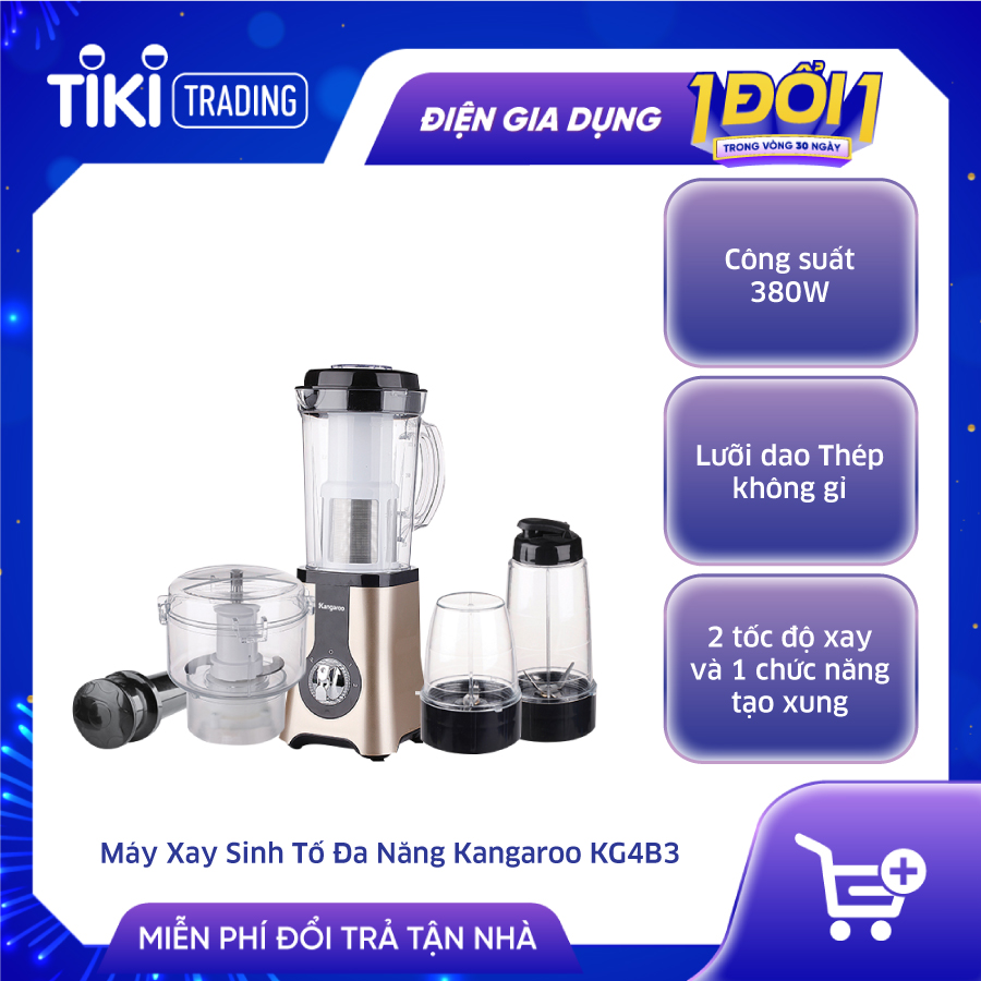 Máy Xay Sinh Tố Đa Năng 4 Cối Kangaroo KG4B3 - Hàng chính hãng