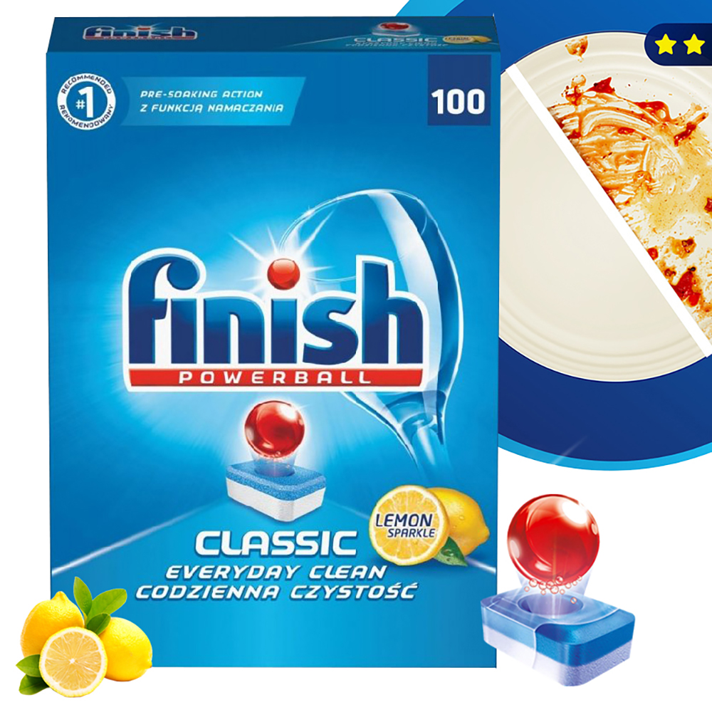 Hộp 100 viên rửa chén Finish Classic Dishwasher Tablets Lemon QT025446 - hương chanh