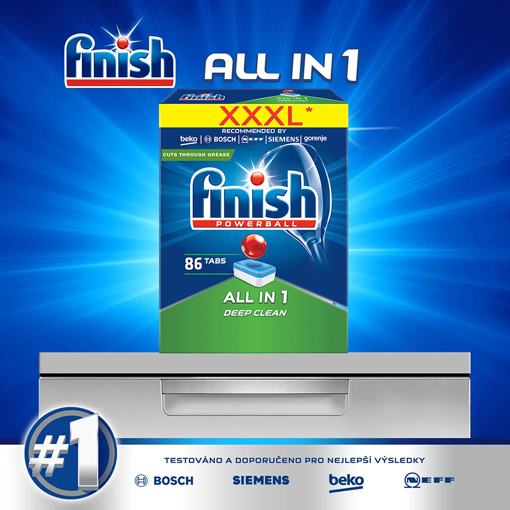 Hộp 86 viên rửa chén Finish All In 1 Dishwasher Tablets QT028271