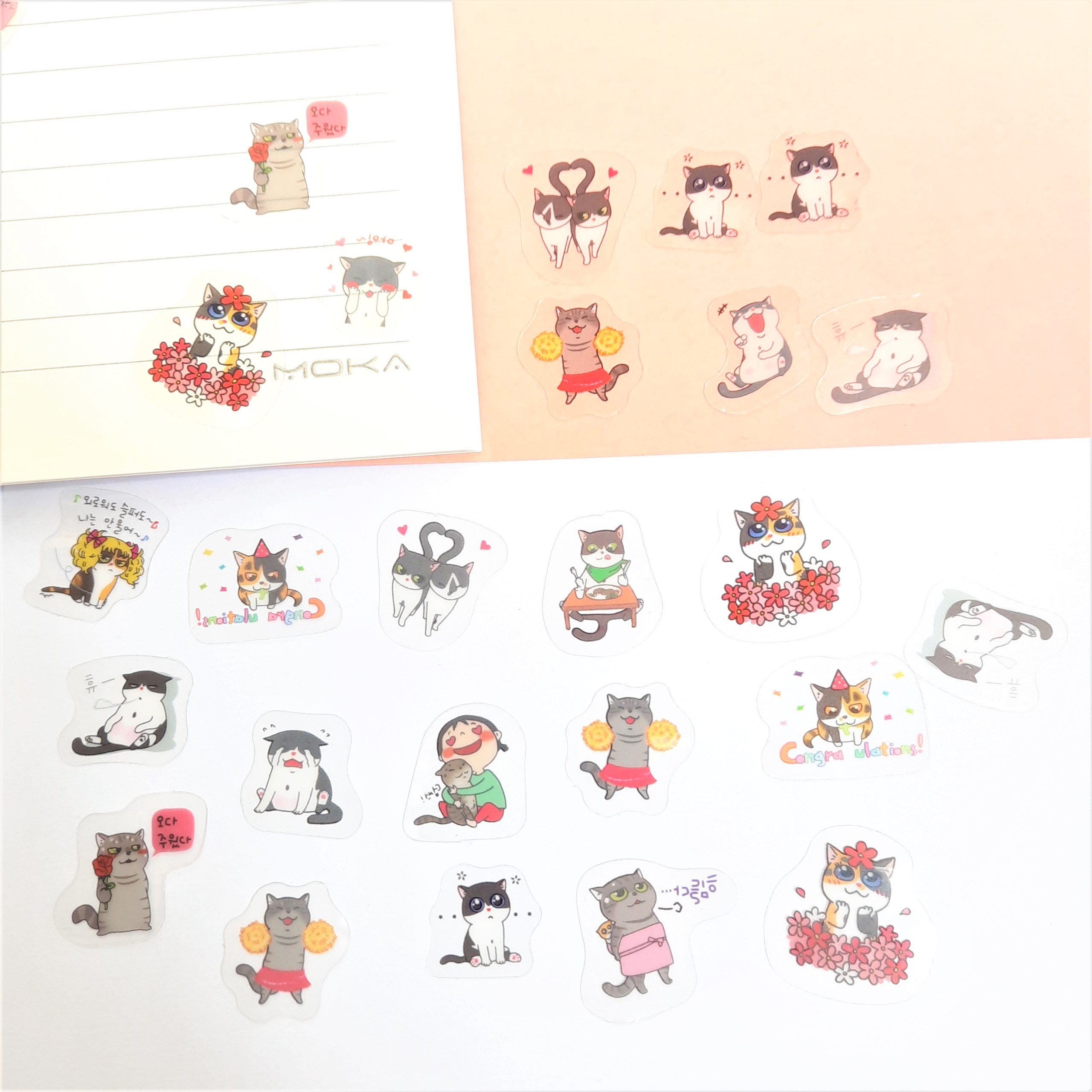 Combo 2 Bộ 60 Sticker Hình Dán Mini Bốn Con Mèo