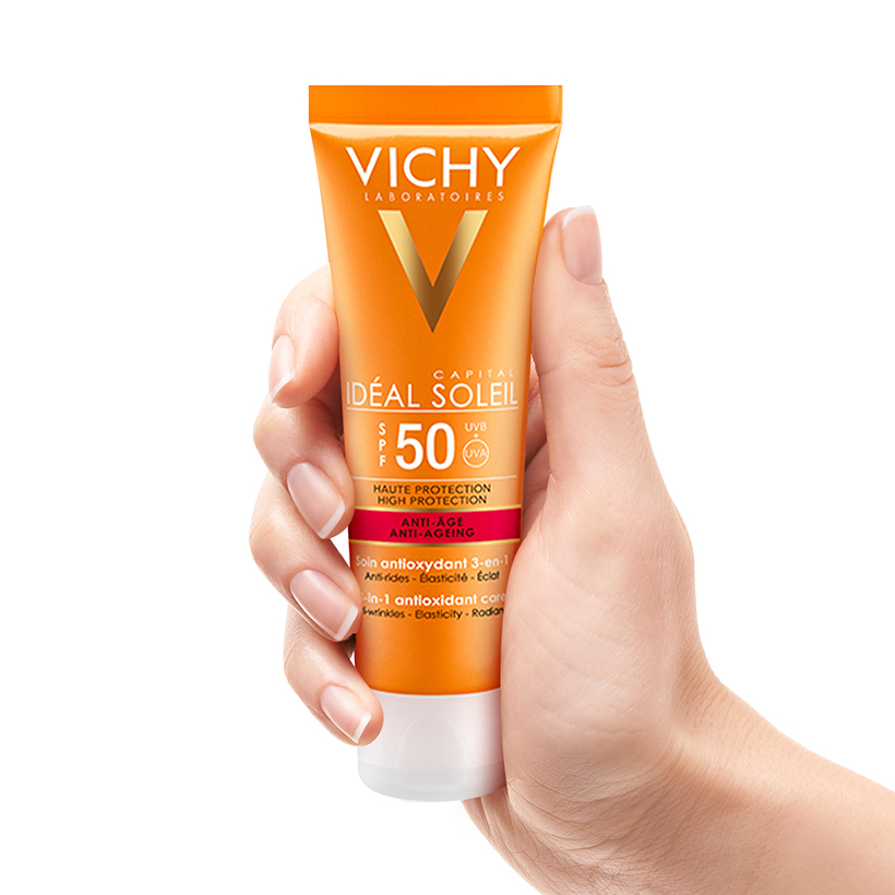 Kem Chống Nắng Bảo Vệ Và Giúp Giảm Các Dấu Hiệu lão hóa Ideal Soleil Anti-Age SPF50 50ml