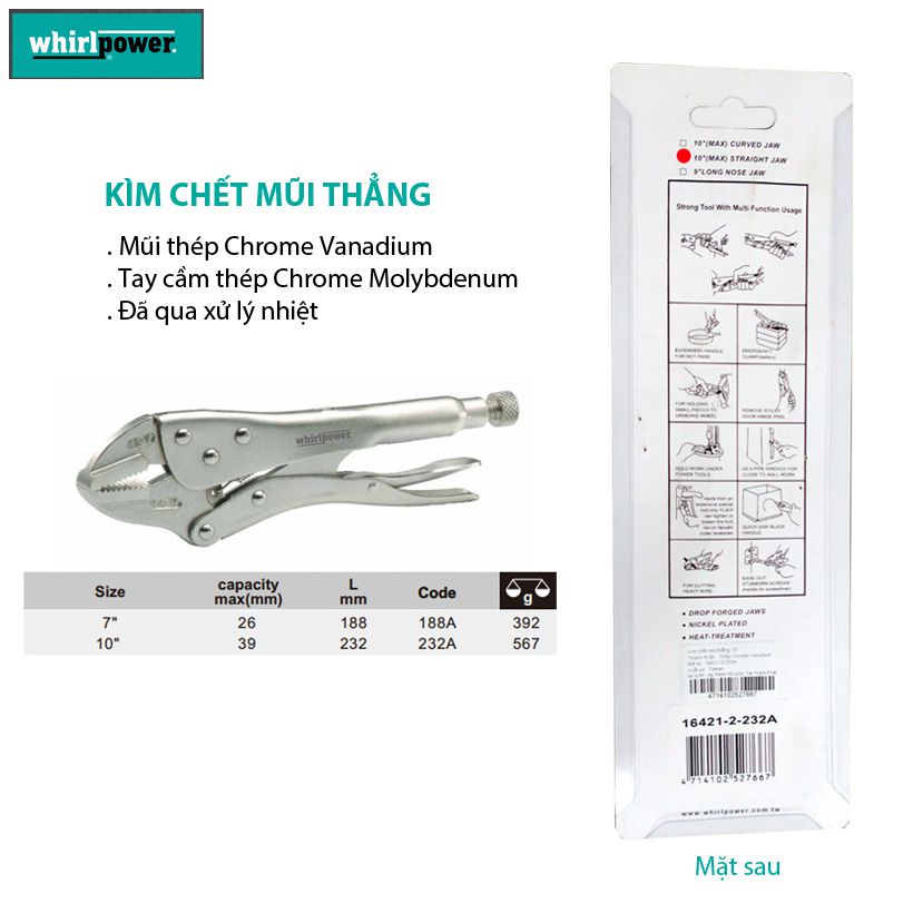 KÌM CHẾT MŨI THẲNG 10&quot; WHIRLPOWER 16421-2-232A