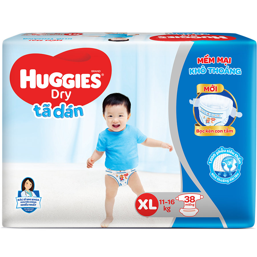 Combo 4 gói tã dán Huggies XL38 (11-16kg)