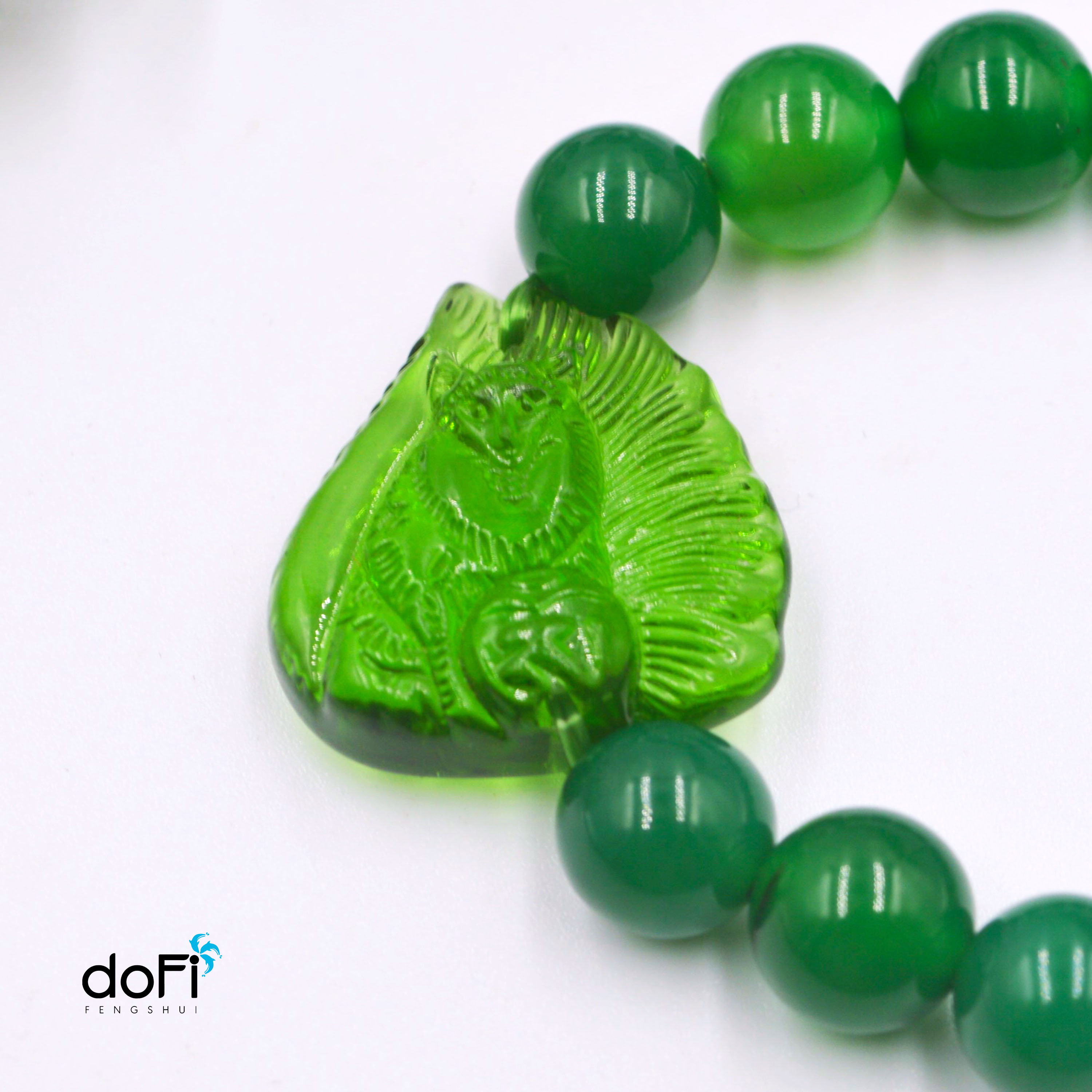 Vòng Tay Hồ Ly Chín Đuôi Topaz Xanh Lá Phối Mã Não Xanh Lá