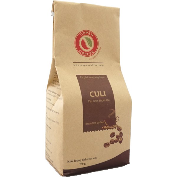 Cà phê phin rang xay truyền thống Culi - Copen Coffee - pha phin vị đắng vừa, thanh chua, hậu vị thơm lâu - Gói 500g