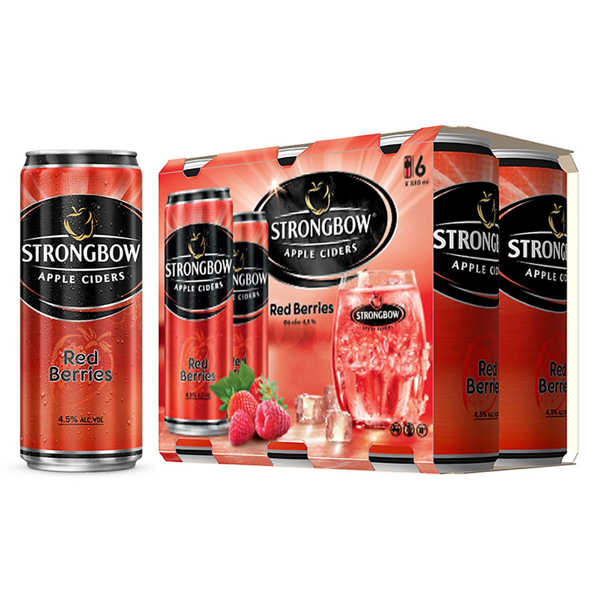 Nước táo lên men Strongbow Dâu đỏ 330ml lốc 6 lon