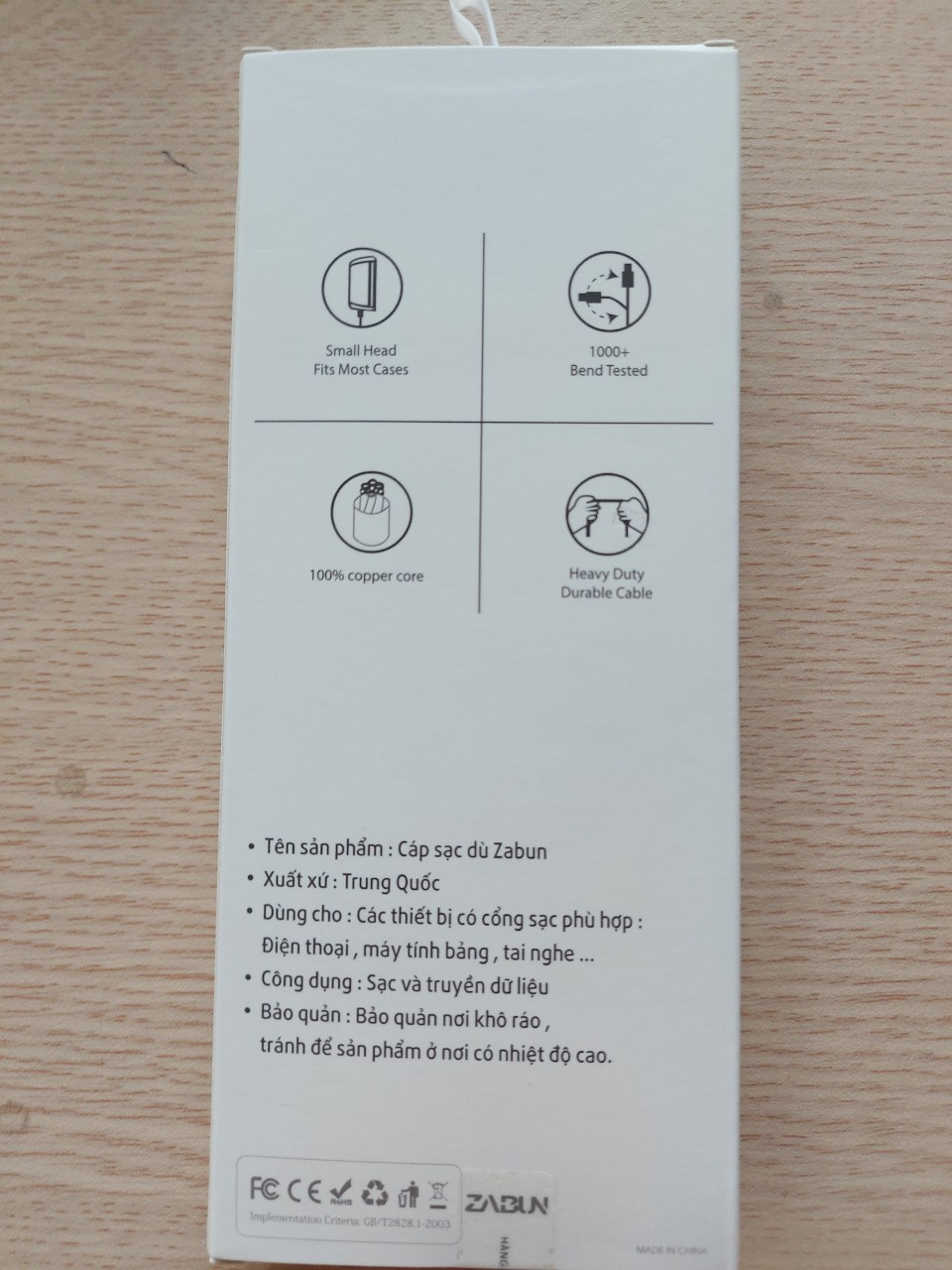 Cáp sạc nhanh tự ngắt chống chai pin cho Iphone, Ipad Zabun C05 - Hàng chính hãng