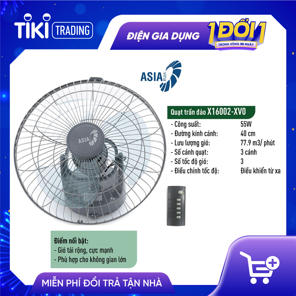 Quạt trần đảo ASIAvina X16002-XV0 - Xám - Hàng chính hãng