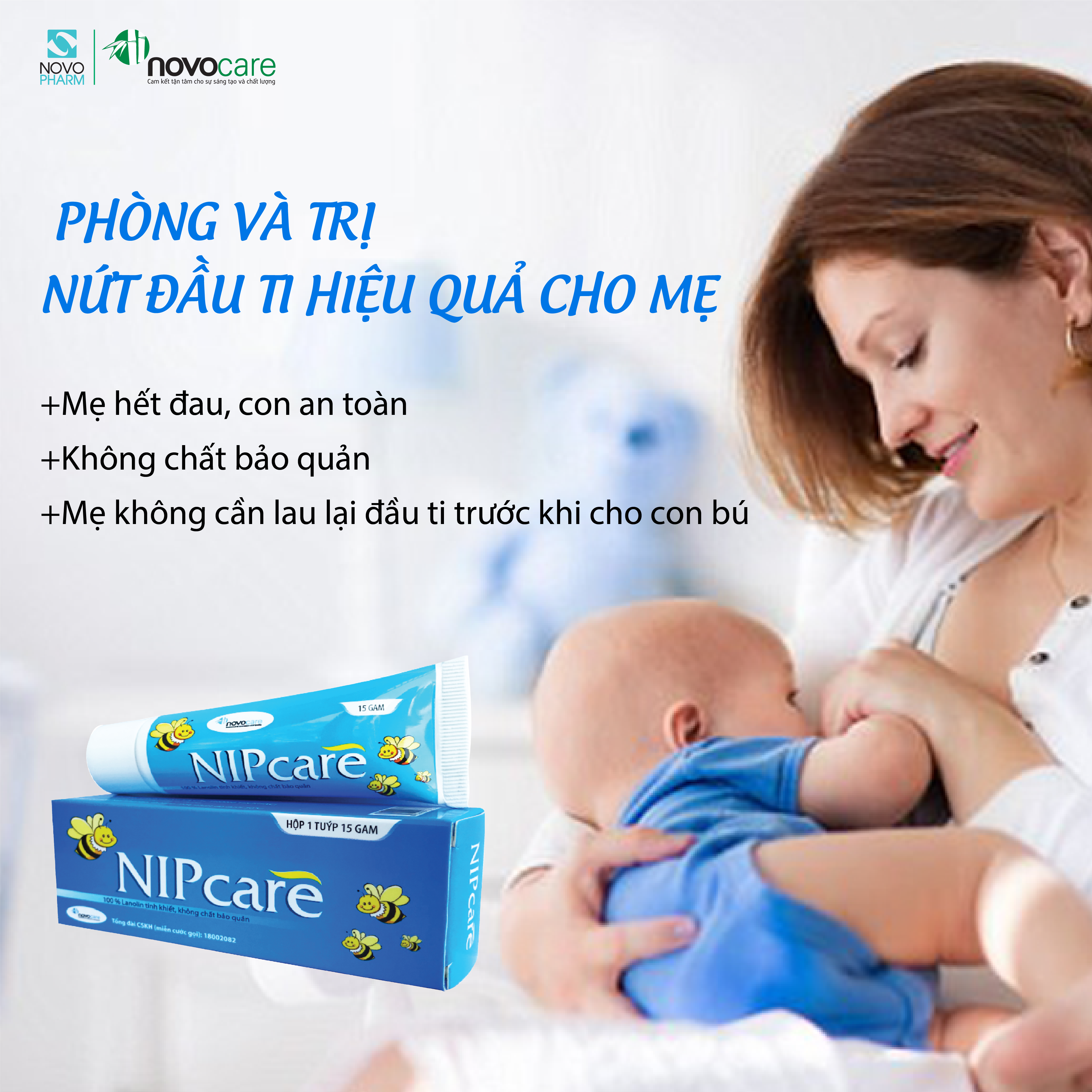 Kem Nứt Đầu Ti - NIPCARE - Phòng Và Chữa Nứt Đầu Ti Chứa Lanolin Tinh Khiết An Toàn Tuyệt Đối Cho Trẻ Sơ Sinh