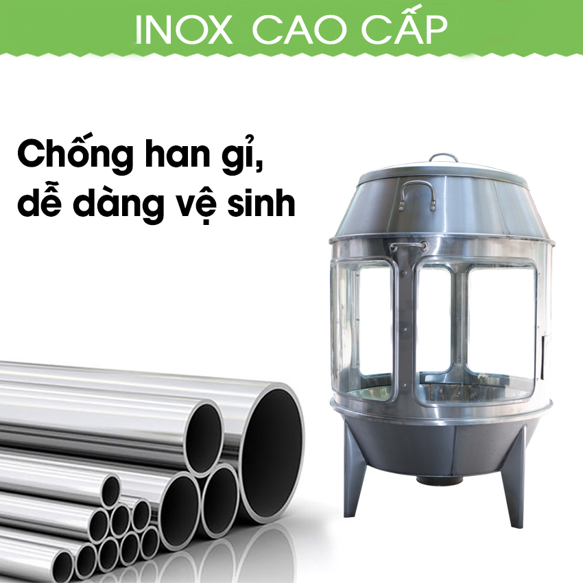 Lò Quay Gà Vịt Phi 80 Có Kính Dùng Gas