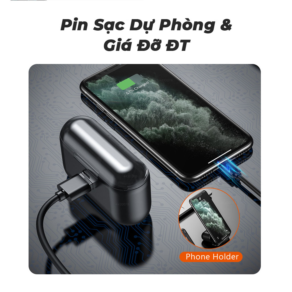 Tai nghe Bluetooth F9 3 màn hình LED, cảm ứng chống nước, có pin sạc dự phòng KHẨN CẤP - Hàng chính hãng