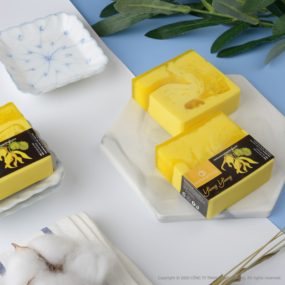 Xà Bông Thiên Nhiên Handmade eccomorning Hình Vuông Hương Ngọc Lan Tây – Ylang Ylang Soap
