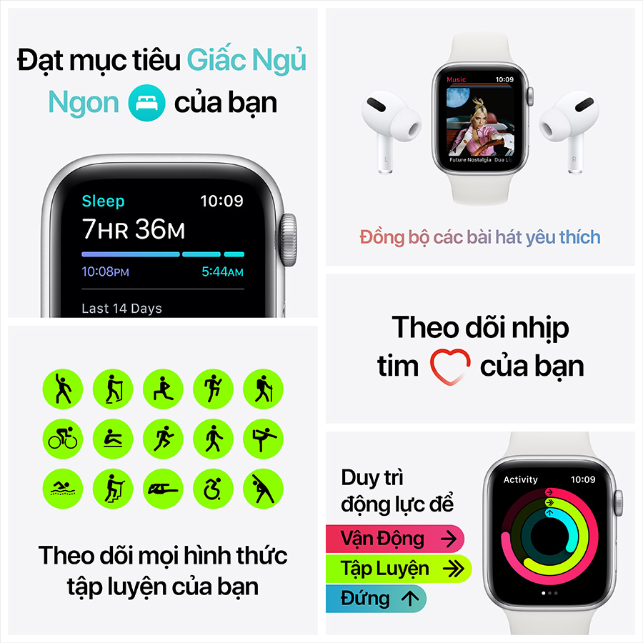 Apple Watch SE GPS Sport Band (Viền Nhôm, Dây Cao Su)