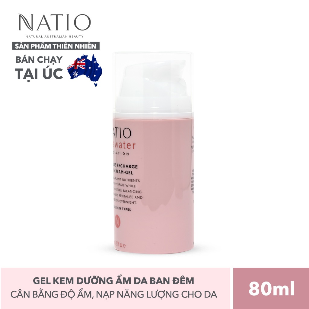 Gel Kem Dưỡng Ẩm Da Ban Đêm Natio Rosewater Hydration Moisture Recharge Night Cream-Gel 80ml