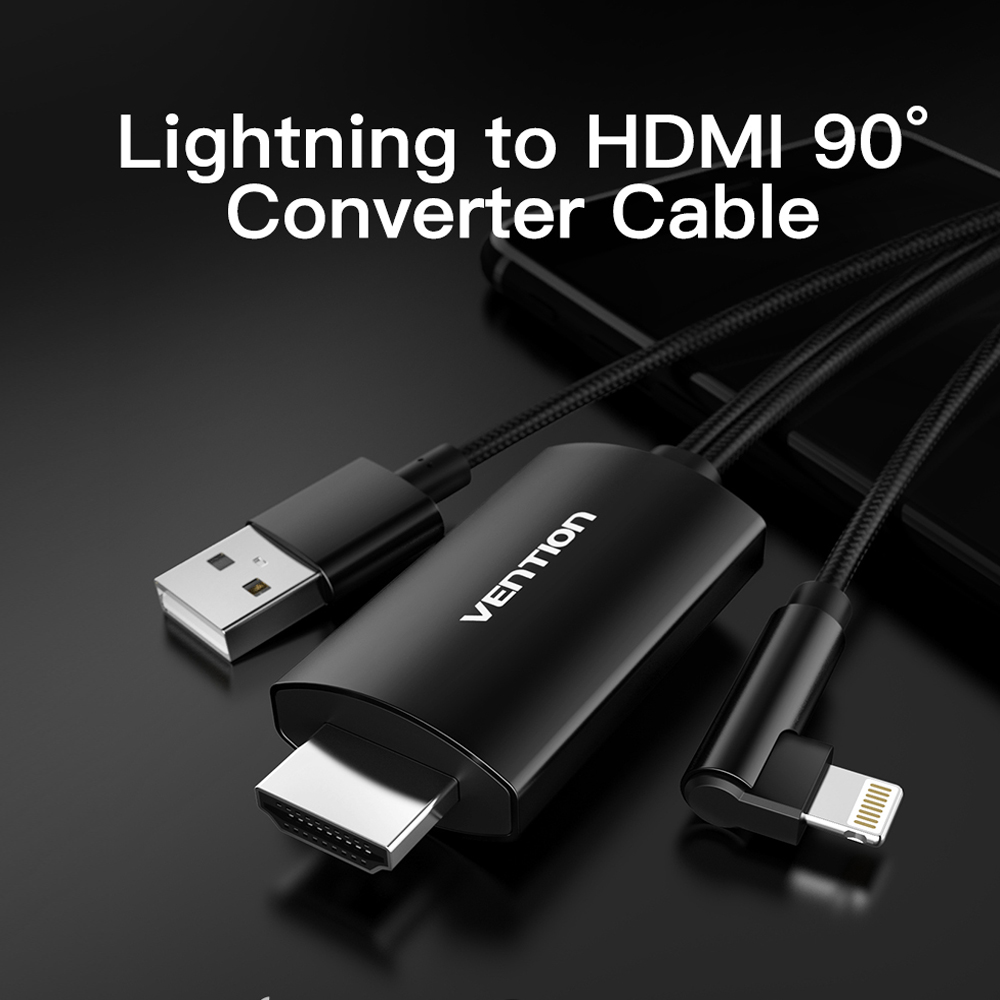 Cáp chuyển Lightning to HDMI VENTION, nối điện thoại Iphone với Tivi dài 2m CEJBH - Hàng chính hãng