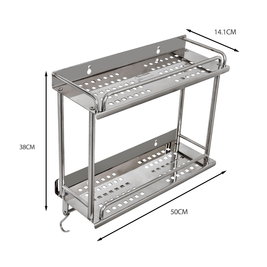 Kệ gia vị 2 tầng 4 tấc, 5 tấc inox 304 TOVASHU 304-SH4, 304-SH5