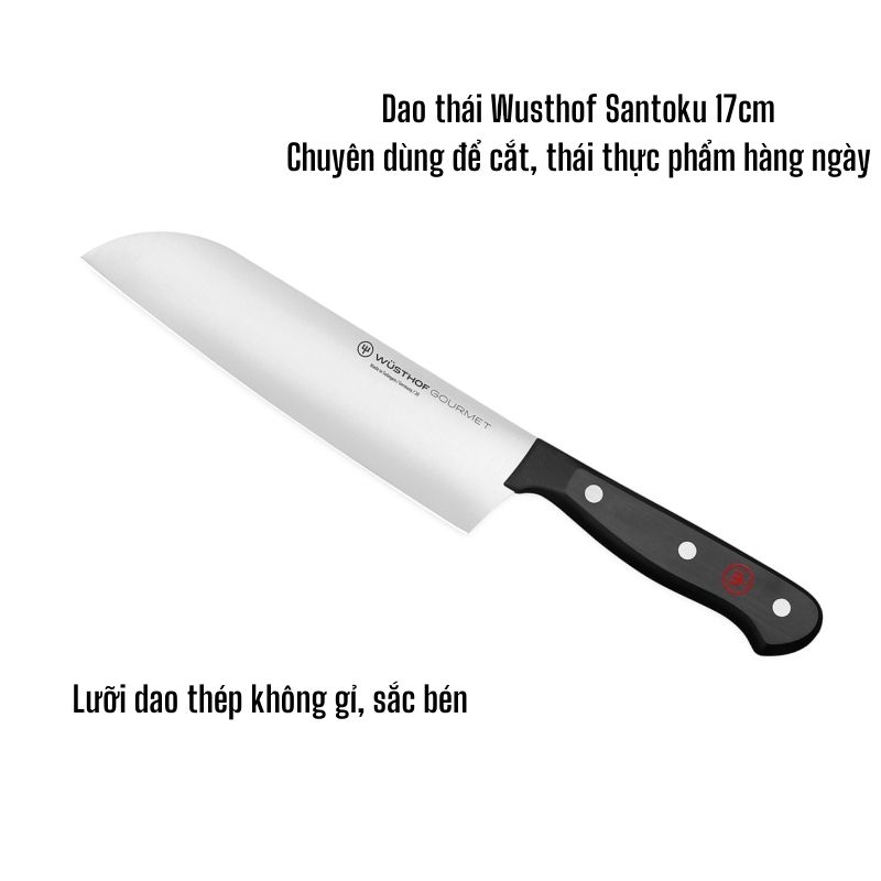 Bộ Ba Dao Bếp Cao Cấp Gourmet: Dao Chinese Style, Dao Santoku Và Kéo Gourmet - WUSTHOF Solingen Germany